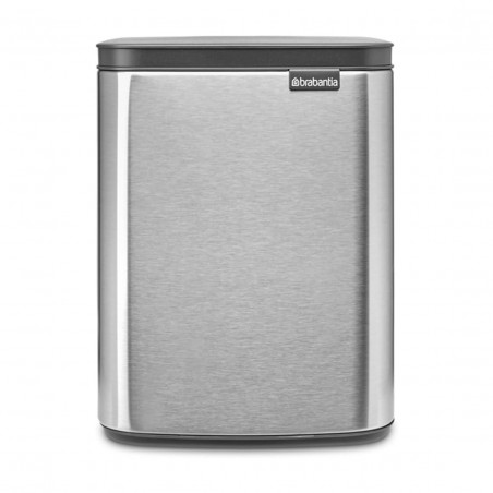 Кош за боклук Brabantia Bo Small 1006632, 7 л, Плавно и безшумно отваряне, Противоплъзгаща основа, Устойчив на пръстови отпечатъци, Инокс/Мат