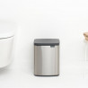 Кош за боклук Brabantia Bo Small 1006632, 7 л, Плавно и безшумно отваряне, Противоплъзгаща основа, Устойчив на пръстови отпечатъци, Инокс/Мат