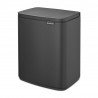 Кош за боклук Brabantia Bo Small 1008870, 12 л, Безшумно и плавно отваряне, Противоплъзгаща основа, Минерално покритие, Тъмносив