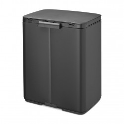 Кош за боклук Brabantia Bo Small 1008870, 12 л, Безшумно и плавно отваряне, Противоплъзгаща основа, Минерално покритие, Тъмносив