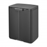 Кош за боклук Brabantia Bo Small 1008870, 12 л, Безшумно и плавно отваряне, Противоплъзгаща основа, Минерално покритие, Тъмносив