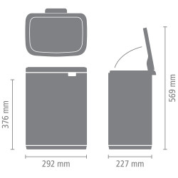 Кош за боклук Brabantia Bo Small 1008870, 12 л, Безшумно и плавно отваряне, Противоплъзгаща основа, Минерално покритие, Тъмносив