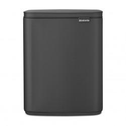 Кош за боклук Brabantia Bo Small 1008870, 12 л, Безшумно и плавно отваряне, Противоплъзгаща основа, Минерално покритие, Тъмносив