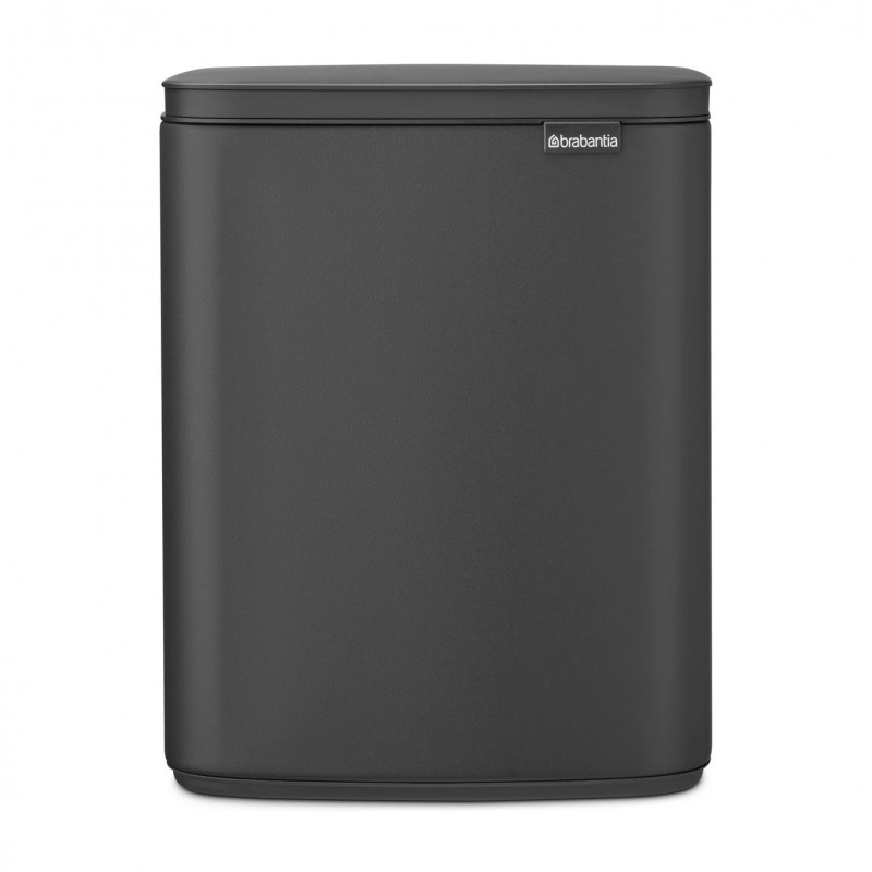 Кош за боклук Brabantia Bo Small 1008870, 12 л, Безшумно и плавно отваряне, Противоплъзгаща основа, Минерално покритие, Тъмносив