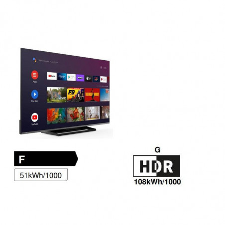 Телевизор Toshiba 43UA3E63DG, 43", 108 см, UHD-4K 3840x2160, Клас F, Android, Dolby Vision HDR, TRU Dimming, Черен