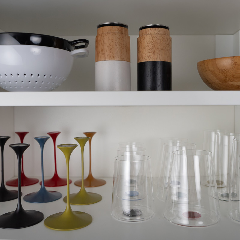 Столче с магнитно закрепване Trebonn SplitGlass 2025101, Ø7.5x12 см, Модулна система, Алуминий, Червен
