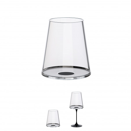 Комплект 2 бр кристални чаши за червено вино Trebonn SplitGlass 2025110, 450 мл, Ø9.2x10.5 см, Модулна система, Черен