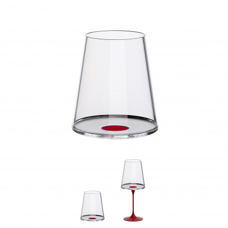 Комплект 2 бр кристални чаши за червено вино Trebonn SplitGlass 2025111, 450 мл, Ø9.2x10.5 см, Модулна система, Червен