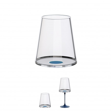 Комплект 2 бр кристални чаши за червено вино Trebonn SplitGlass 2025112, 450 мл, Ø9.2x10.5 см, Модулна система, Син