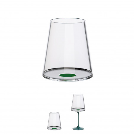 Комплект 2 бр кристални чаши за червено вино Trebonn SplitGlass 2025113, 450 мл, Ø9.2x10.5 см, Модулна система, Зелен