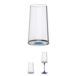 Комплект 2 бр кристални чаши за шампанско Trebonn SplitGlass 2025132, 320 мл, Ø7.8x12.5 см, Модулна система, Син