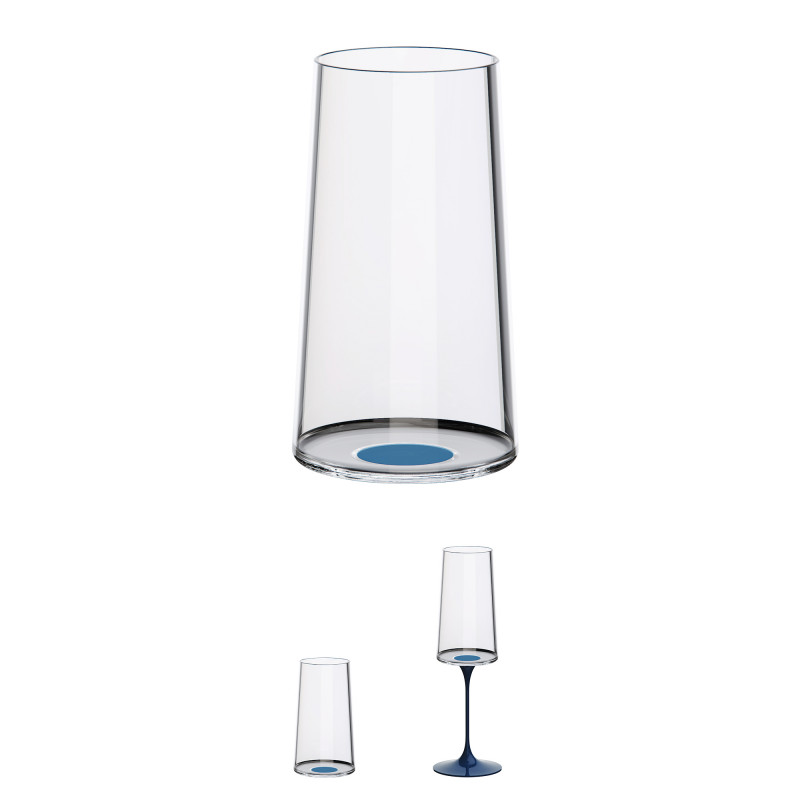 Комплект 2 бр кристални чаши за шампанско Trebonn SplitGlass 2025132, 320 мл, Ø7.8x12.5 см, Модулна система, Син