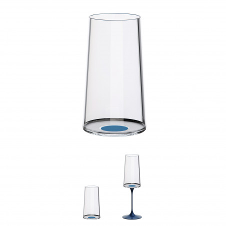 Комплект 2 бр кристални чаши за шампанско Trebonn SplitGlass 2025132, 320 мл, Ø7.8x12.5 см, Модулна система, Син
