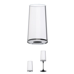 Комплект 2 бр кристални чаши за шампанско Trebonn SplitGlass 2025130, 320 мл, Ø7.8x12.5 см, Модулна система, Черен