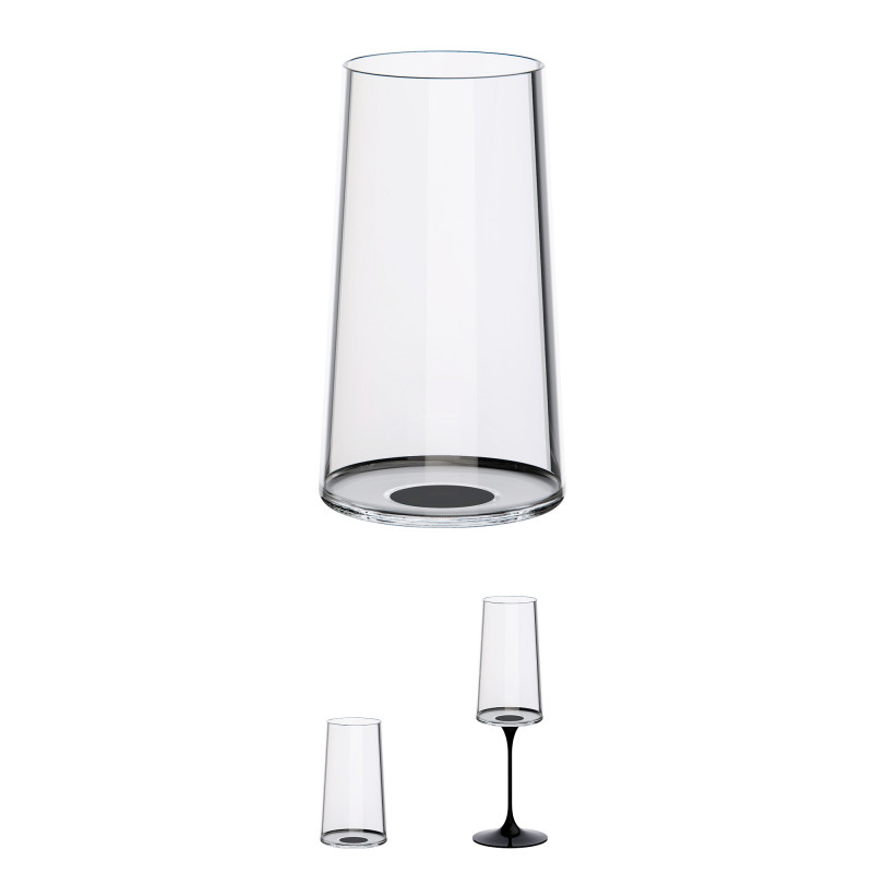Комплект 2 бр кристални чаши за шампанско Trebonn SplitGlass 2025130, 320 мл, Ø7.8x12.5 см, Модулна система, Черен