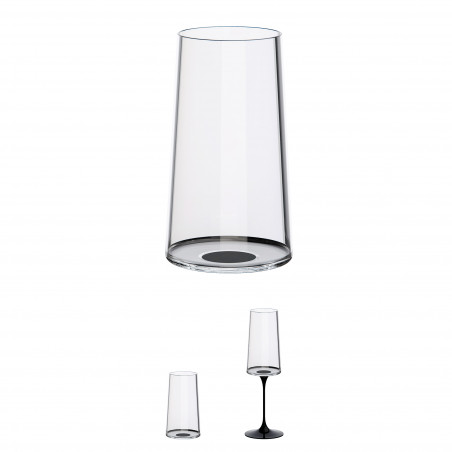 Комплект 2 бр кристални чаши за шампанско Trebonn SplitGlass 2025130, 320 мл, Ø7.8x12.5 см, Модулна система, Черен
