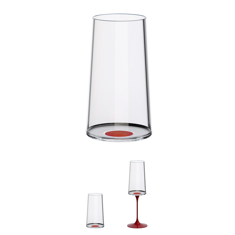 Комплект 2 бр кристални чаши за шампанско Trebonn SplitGlass 2025131, 320 мл, Ø7.8x12.5 см, Модулна система, Червен