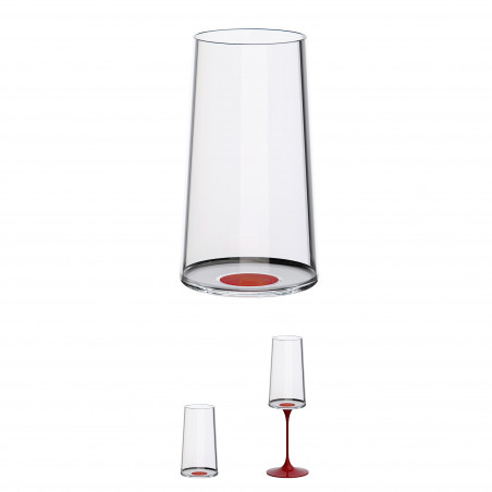 Комплект 2 бр кристални чаши за шампанско Trebonn SplitGlass 2025131, 320 мл, Ø7.8x12.5 см, Модулна система, Червен