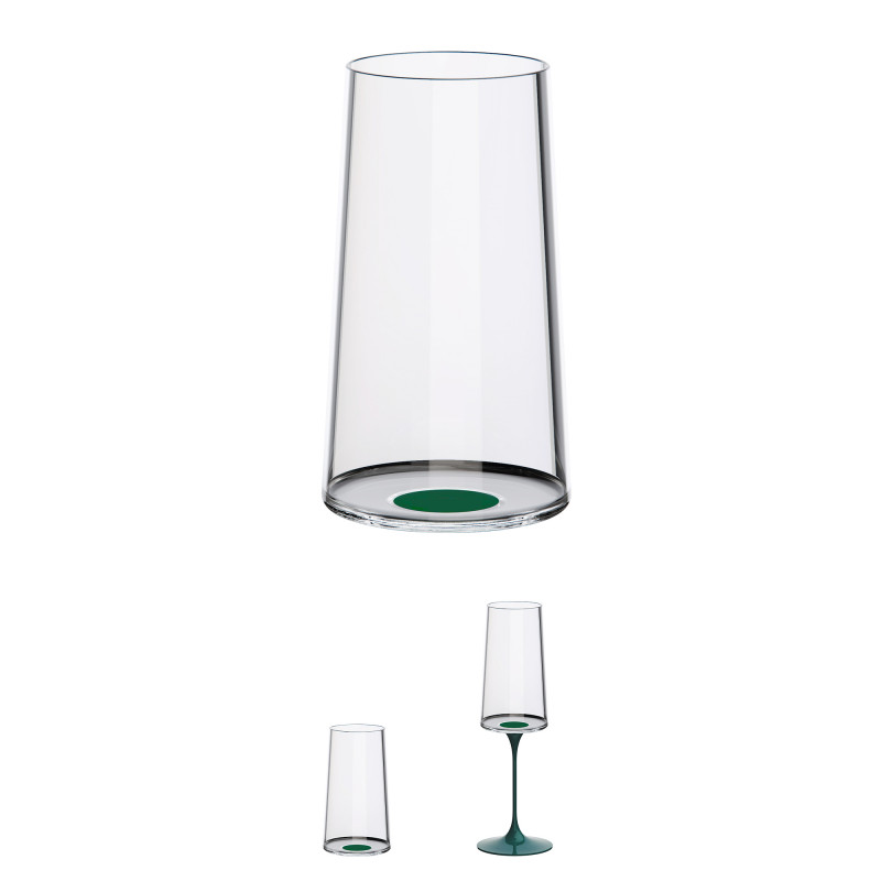 Комплект 2 бр кристални чаши за шампанско Trebonn SplitGlass 2025133, 320 мл, Ø7.8x12.5 см, Модулна система, Зелен
