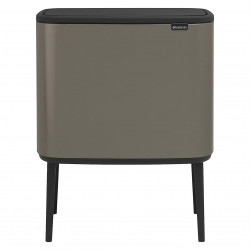 Кош за боклук Brabantia Bo Touch 651113, 11+23 л, Плавно и безшумно отваряне, Голям отвор, Сив