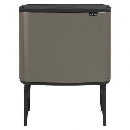Кош за боклук Brabantia Bo Touch 651113, 11+23 л, Плавно и безшумно отваряне, Голям отвор, Сив