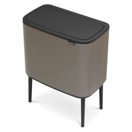 Кош за боклук Brabantia Bo Touch 651113, 11+23 л, Плавно и безшумно отваряне, Голям отвор, Сив