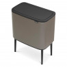 Кош за боклук Brabantia Bo Touch 651113, 11+23 л, Плавно и безшумно отваряне, Голям отвор, Сив