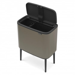 Кош за боклук Brabantia Bo Touch 651113, 11+23 л, Плавно и безшумно отваряне, Голям отвор, Сив