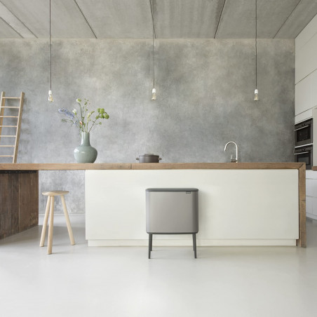 Кош за боклук Brabantia Bo Touch 651113, 11+23 л, Плавно и безшумно отваряне, Голям отвор, Сив
