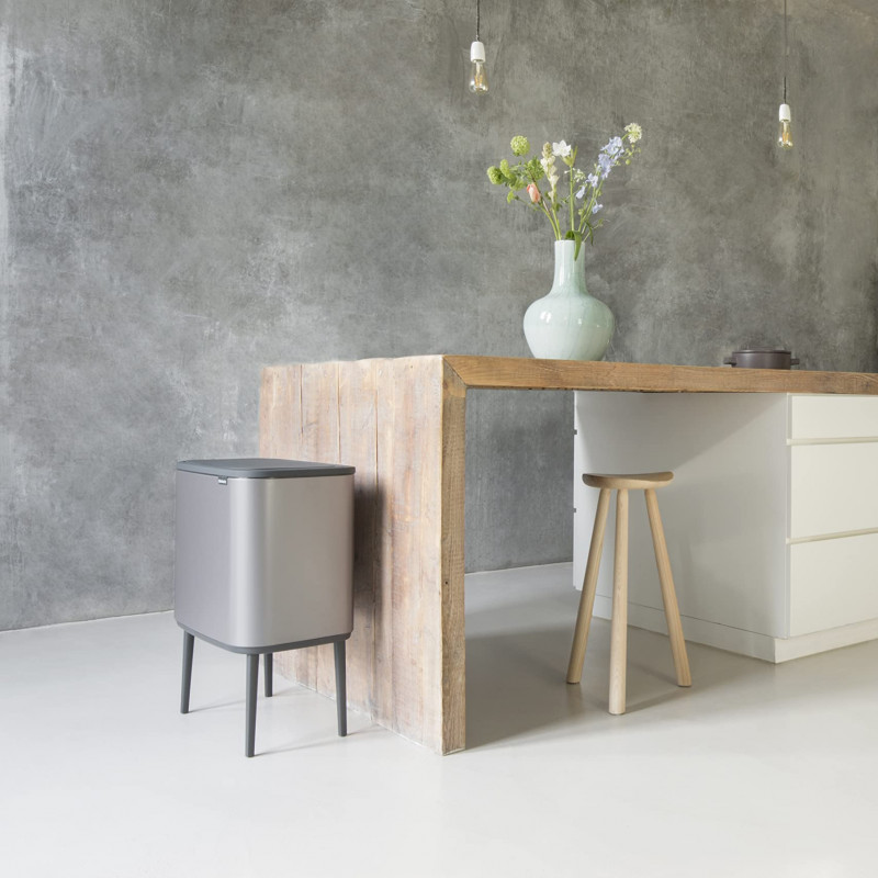 Кош за боклук Brabantia Bo Touch 651113, 11+23 л, Плавно и безшумно отваряне, Голям отвор, Сив