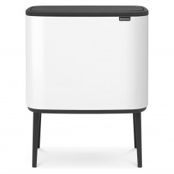 Кош за боклук Brabantia Bo Touch 651110, 11+23 л, Плавно и безшумно отваряне, Голям отвор, Бял