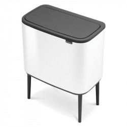 Кош за боклук Brabantia Bo Touch 651110, 11+23 л, Плавно и безшумно отваряне, Голям отвор, Бял