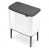 Кош за боклук Brabantia Bo Touch 651110, 11+23 л, Плавно и безшумно отваряне, Голям отвор, Бял