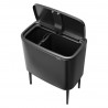 Кош за боклук Brabantia Bo Touch 1008855, 11+23 л, Плавно и безшумно отваряне, Голям отвор, Тъмносив