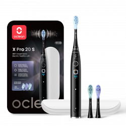 Електрическа четка за зъби Oclean X Pro 20 Set, AI, Maglev 4.0, 84000 об/мин, Wi-Fi, FlexFit, IPX7, Сигнал при пропусната зона, 40 дни автономност, Калъф, Черен