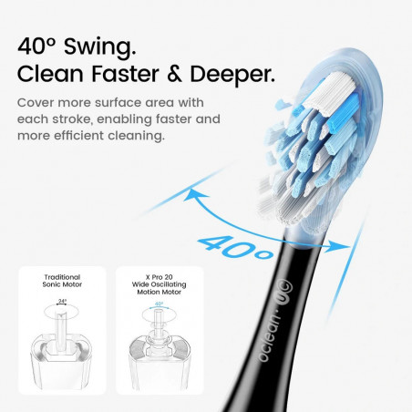 Електрическа четка за зъби Oclean X Pro 20 Set, AI, Maglev 4.0, 84000 об/мин, Wi-Fi, FlexFit, IPX7, Сигнал при пропусната зона, 40 дни автономност, Калъф, Черен
