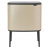 Кош за боклук Brabantia Bo Touch 1003214, 11+23 л, Плавно и безшумно отваряне, Голям отвор, Златен металик