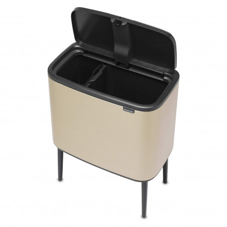 Кош за боклук Brabantia Bo Touch 1003214, 11+23 л, Плавно и безшумно отваряне, Голям отвор, Златен металик
