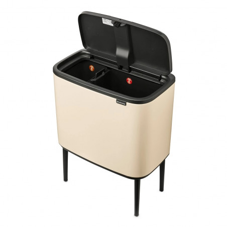 Кош за боклук Brabantia Bo Touch 1005547, 11+23 л, Плавно и безшумно отваряне, Голям отвор, Бежов