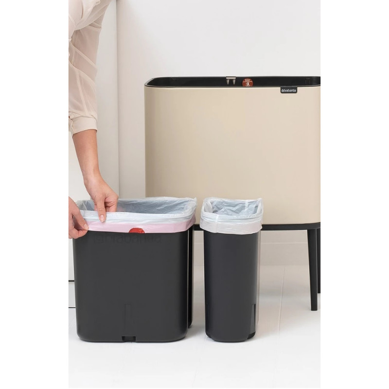 Кош за боклук Brabantia Bo Touch 1005547, 11+23 л, Плавно и безшумно отваряне, Голям отвор, Бежов