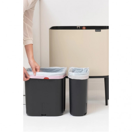 Кош за боклук Brabantia Bo Touch 1005547, 11+23 л, Плавно и безшумно отваряне, Голям отвор, Бежов