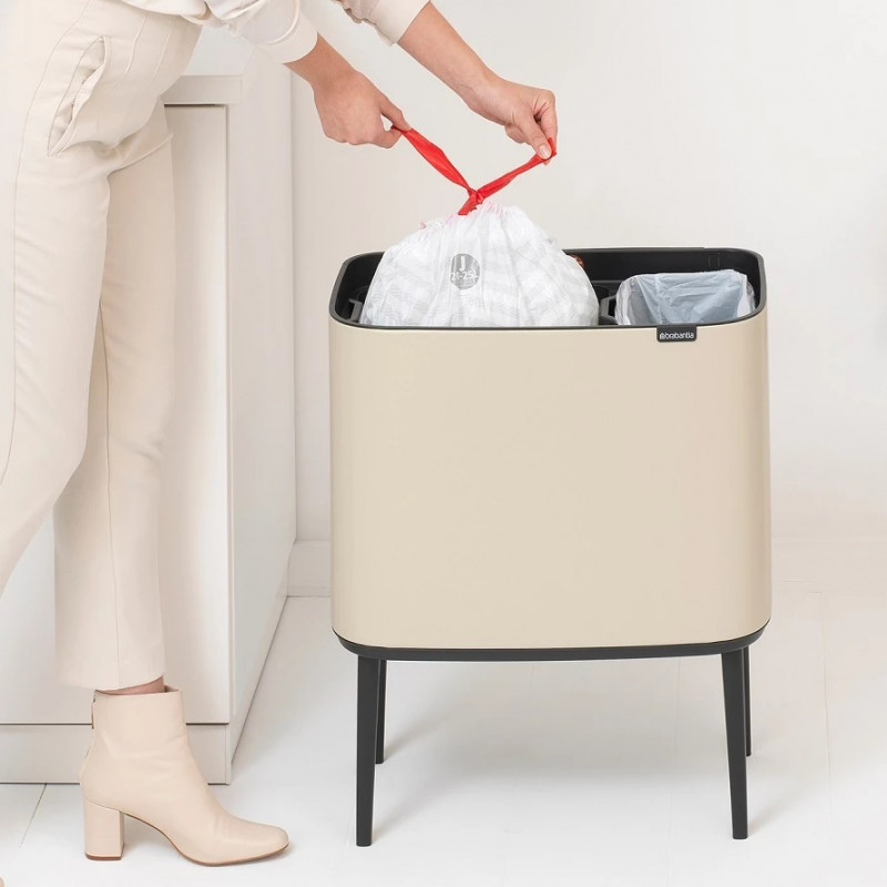 Кош за боклук Brabantia Bo Touch 1005547, 11+23 л, Плавно и безшумно отваряне, Голям отвор, Бежов