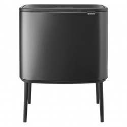 Кош за боклук Brabantia Bo Touch 1008857, 3x11 л, Плавно и безшумно отваряне, Голям отвор, Тъмносив