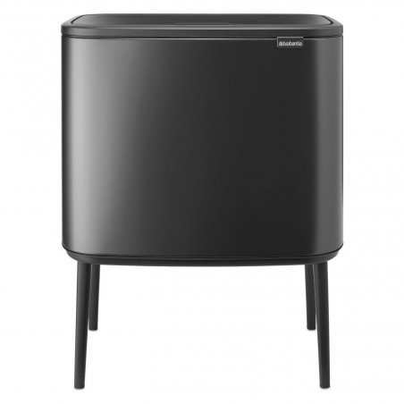 Кош за боклук Brabantia Bo Touch 1008857, 3x11 л, Плавно и безшумно отваряне, Голям отвор, Тъмносив