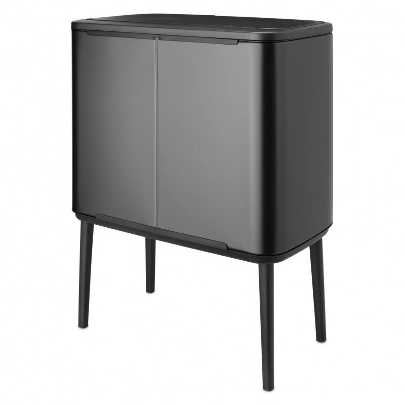 Кош за боклук Brabantia Bo Touch 1008857, 3x11 л, Плавно и безшумно отваряне, Голям отвор, Тъмносив