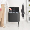 Кош за боклук Brabantia Bo Touch 1008857, 3x11 л, Плавно и безшумно отваряне, Голям отвор, Тъмносив