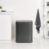 Кош за боклук Brabantia Bo Touch 1008859, 2x30 л, Плавно и безшумно отваряне, Голям отвор, Тъмносив