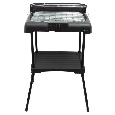 Електрическо барбекю First Austria FA-5350-3, 2200W, Термостат, Разглобяеми плочи, Хромирана решетка, Допълнително място за съхранение, Черен