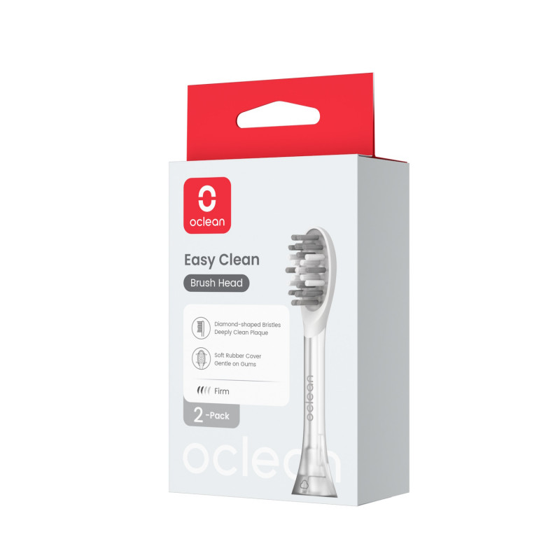 Комплект 2 бр резервни глави за четка за зъби Oclean Easy Clean P1K3, Твърди, Силиконово покритие, Сив