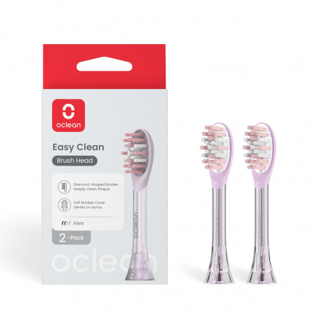 Комплект 2 бр резервни глави за четка за зъби Oclean Easy Clean P1K4, Твърди, Силиконово покритие, Лилав
